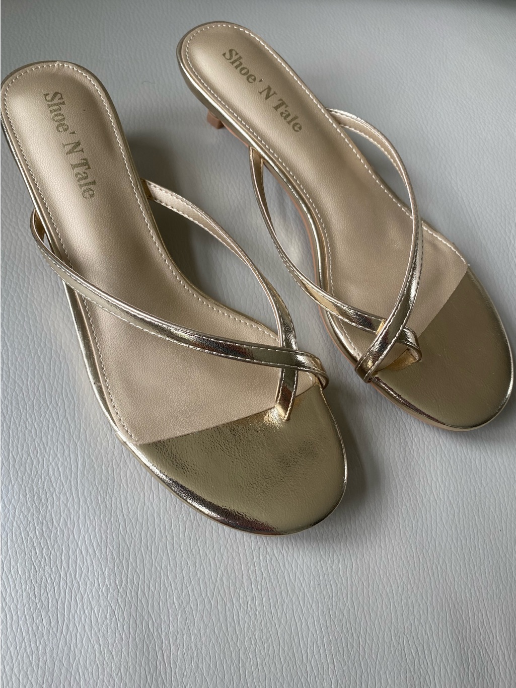Gold Kitten Heel Sandals